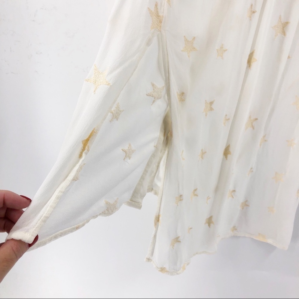 ✅ Michael Stars Star‎ Embroidered Long Sleeve Top SEMI-SHEER SIZE X-SMALL - Picture 7 of 8